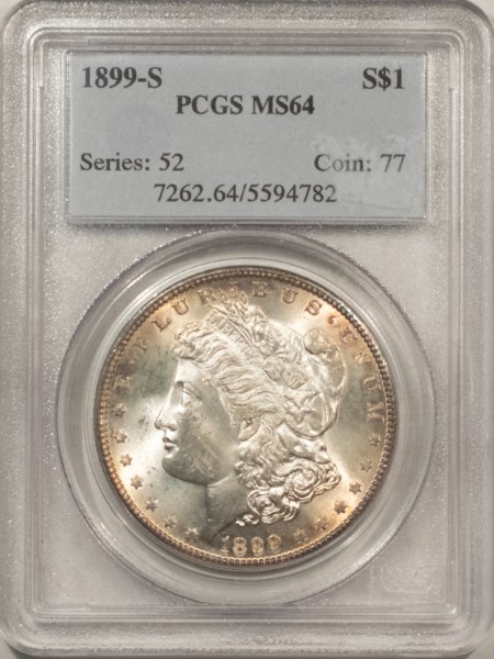 Morgan Dollars 1899-S $1 MORGAN DOLLAR – PCGS MS-64, FLASHY, LUSTROUS!
