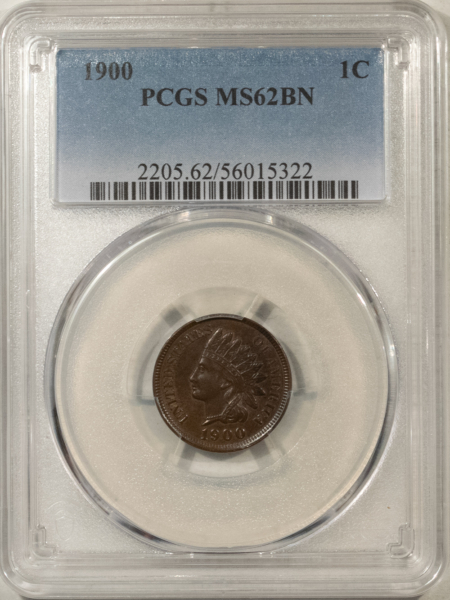Indian 1900 INDIAN CENT – PCGS MS-62 BN, PREMIUM QUALITY!