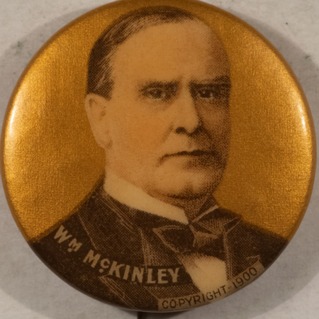 New Store Items 1900 WILLIAM MCKINLEY 1 1/4″ CAMPAIGN BUTTON NR MINT W/WHITEHEAD, HOAG BACKPAPER