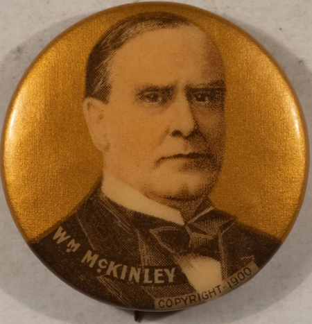 New Store Items 1900 WILLIAM MCKINLEY 1 1/4″ CAMPAIGN BUTTON NR MINT W/WHITEHEAD, HOAG BACKPAPER