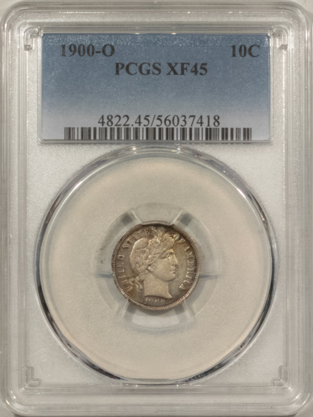 Barber Dimes 1900-O BARBER DIME – PCGS XF-45, PRETTY!