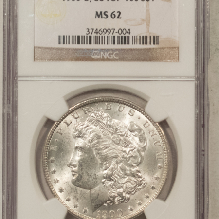 Dollars 1900-O/CC $1 MORGAN DOLLAR – NGC MS-62, TOP 100! STRONG O/CC, BLAST WHITE!