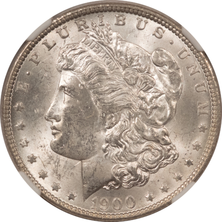 Dollars 1900-O/CC $1 MORGAN DOLLAR – NGC MS-62, TOP 100! STRONG O/CC, BLAST WHITE!