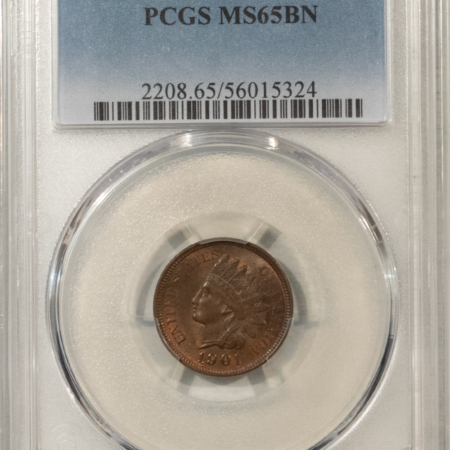 Indian 1901 INDIAN CENT – PCGS MS-65 BN, GEM!