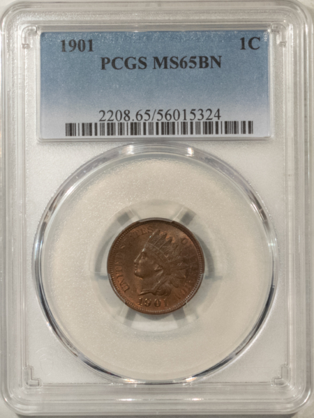 Indian 1901 INDIAN CENT – PCGS MS-65 BN, GEM!