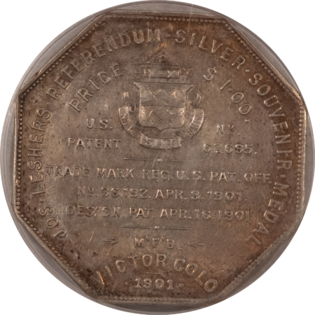 Dollars 1901 LESHER REFERENDUM PIKES PEAK SILVER DOLLAR IMPRINT TYPE NO# PCGS AU-55 RARE