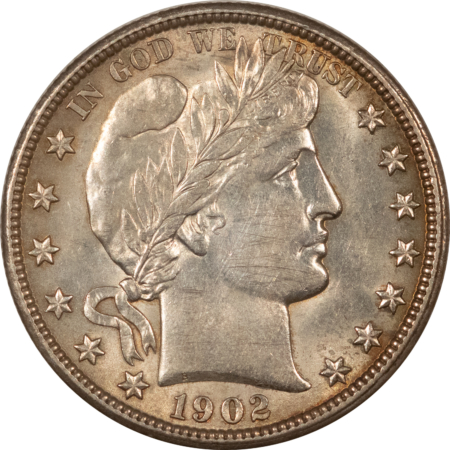 Barber Halves 1902-O BARBER HALF DOLLAR – UNCIRCULATED, W/ OBVERSE ALBUM SLIDE LINES, TOUGH!