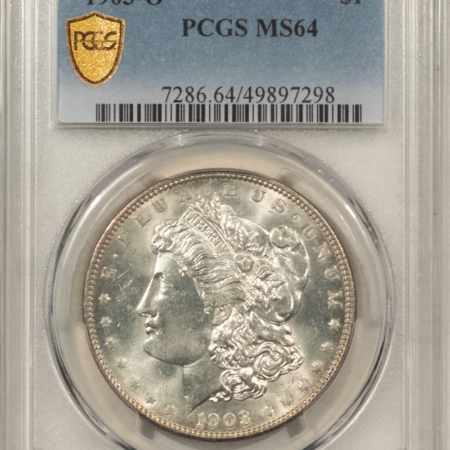 Morgan Dollars 1903-O $1 MORGAN DOLLAR – PCGS MS-64, BLAST WHITE, TOUGH-DATE!