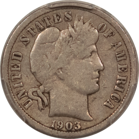 Barber Dimes 1903-S BARBER DIME – PCGS GENUINE, DAMAGE-F DETAIL! WAS PREVIOUSLY GRADED