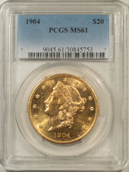 $20 1904 $20 LIBERTY GOLD DOUBLE EAGLE – PCGS MS-61