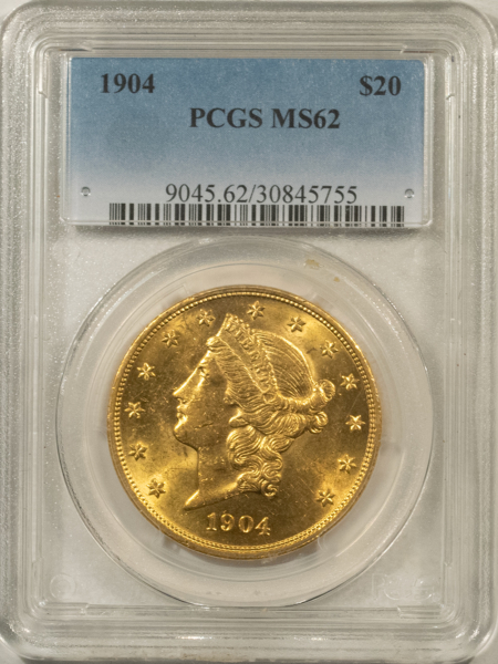 $20 1904 $20 LIBERTY GOLD DOUBLE EAGLE – PCGS MS-62