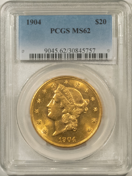 $20 1904 $20 LIBERTY GOLD DOUBLE EAGLE – PCGS MS-62