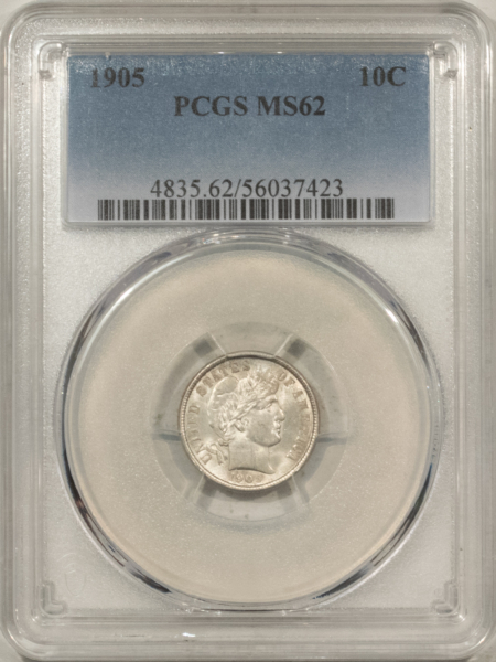Barber Dimes 1905 BARBER DIME – PCGS MS-62, FLASHY WHITE