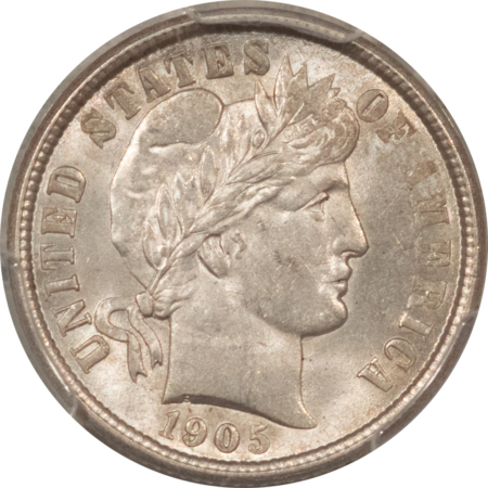 Barber Dimes 1905 BARBER DIME – PCGS MS-62, FLASHY WHITE