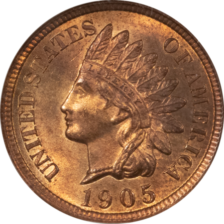 Indian 1905 INDIAN CENT – NGC MS-65 RB, NEARLY RED, FATTIE HOLDER!
