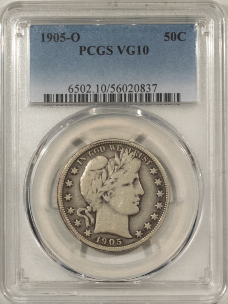 Barber Halves 1905-O BARBER HALF DOLLAR – PCGS VG-10