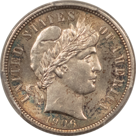 Barber Dimes 1906 BARBER DIME – PCGS GENUINE, CLEANED-UNC DETAIL! NICE LOOKING UNCIRCULATED