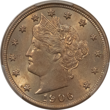 Liberty Nickels 1906 LIBERTY NICKEL – PCGS MS-62, ATTRACTIVE & ORIGINAL!
