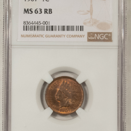 Indian 1907 INDIAN CENT – NGC MS-63 RB, CHOICE!