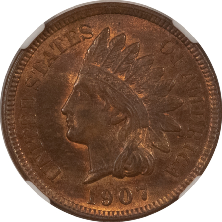 Indian 1907 INDIAN CENT – NGC MS-63 RB, CHOICE!