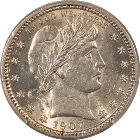 Barber Quarters 1907 BARBER QUARTER – PCGS AU-58, WHITE & FLASHY