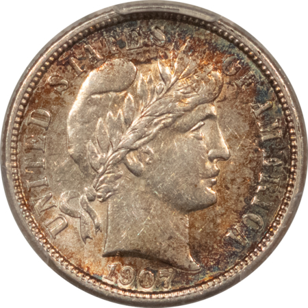 Barber Dimes 1907-S BARBER DIME – PCGS AU-55, PRETTY!