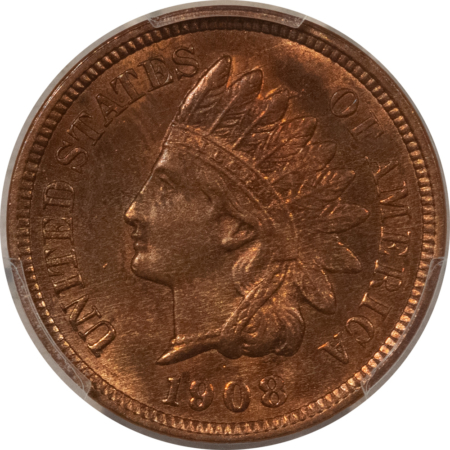 Indian 1908 INDIAN CENT – PCGS MS-63 RB, PREMIUM QUALITY!