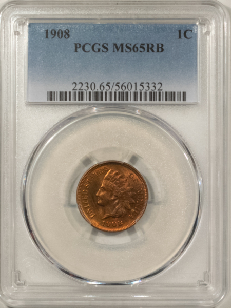 Indian 1908 INDIAN CENT – PCGS MS-65 RB, GEM!