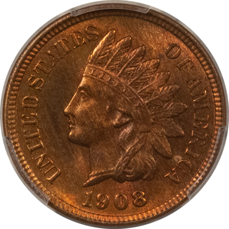 Indian 1908 INDIAN CENT – PCGS MS-65 RB, GEM!
