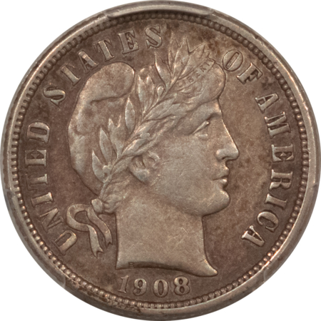 Barber Dimes 1908-O BARBER DIME – PCGS GENUINE, CLEANED-AU DETAIL, NICE LOOK