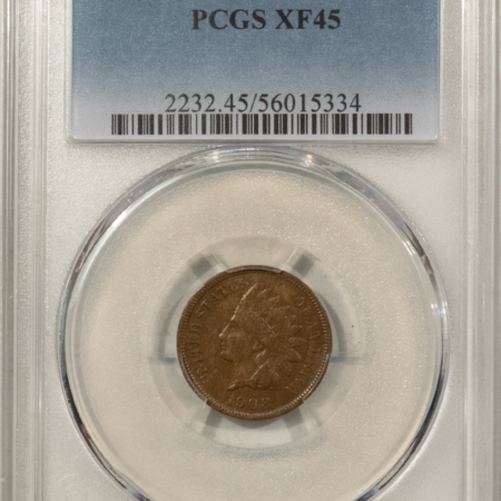 Indian 1908-S INDIAN CENT – PCGS XF-45 BN, KEY-DATE!