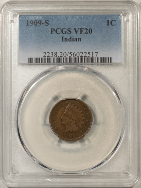 Indian 1909-S INDIAN CENT – PCGS VF-20 BN