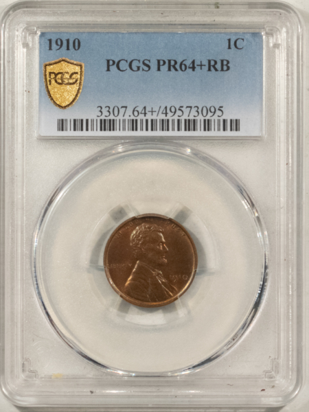 Lincoln Cents (Wheat) 1910 MATTE PROOF LINCOLN CENT – PCGS PR-64+ RB, REALLY PRETTY & PQ! LOOKS GEM!