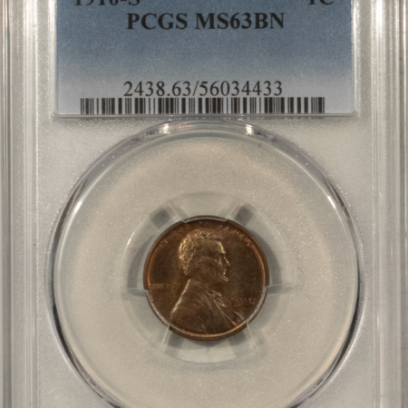 Lincoln Cents (Wheat) 1910-S LINCOLN CENT – PCGS MS-63 BN, PRETTY & PREMIUM QUALITY!