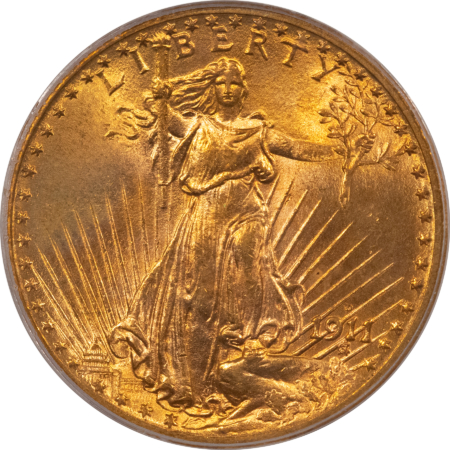 $20 1911-D $20 ST GAUDENS GOLD DOUBLE EAGLE – PCGS MS-64, GREAT LUSTER!