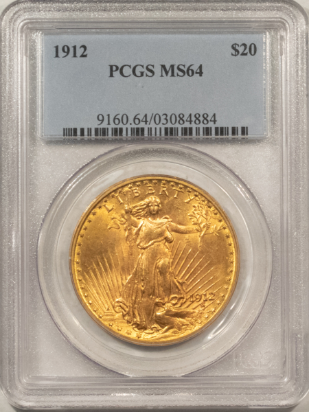 $20 1912 $20 ST GAUDENS GOLD DOUBLE EAGLE – PCGS MS-64, FRESH & UNDERRATED!