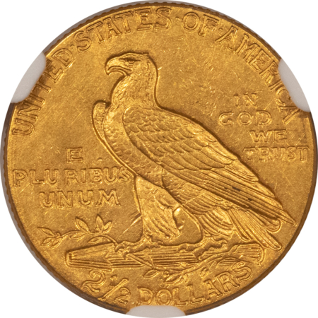 $2.50 1912 $2.50 INDIAN GOLD QUARTER EAGLE – NGC MS-63, CHOICE TOUGHER DATE