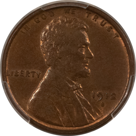 Lincoln Cents (Wheat) 1912-S LINCOLN CENT – PCGS MS-63 RB, PREMIUM QUALITY+!