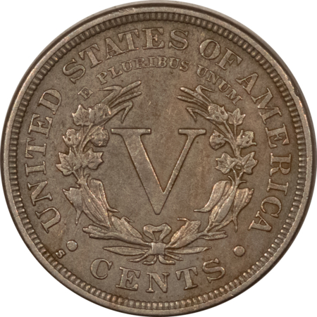 Liberty Nickels 1912-S LIBERTY NICKEL – HIGH GRADE EXAMPLE, AU+ DETAIL, OLD CLEANING. KEY-DATE!