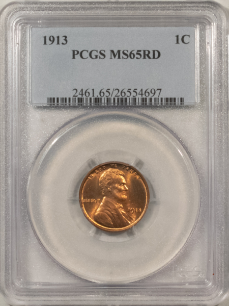 Lincoln Cents (Wheat) 1913 LINCOLN CENT – PCGS MS-65 RD, PREMIUM QUALITY BLAZER!