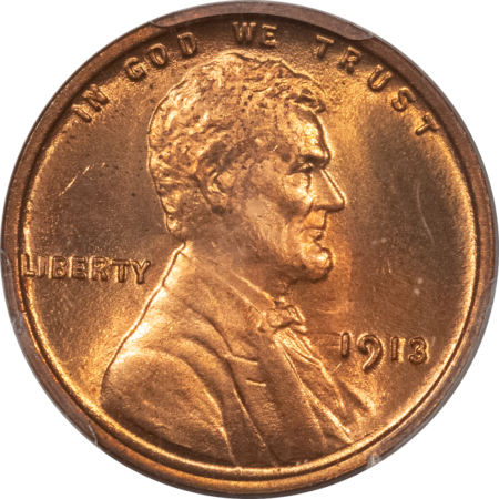 Lincoln Cents (Wheat) 1913 LINCOLN CENT – PCGS MS-65 RD, PREMIUM QUALITY BLAZER!