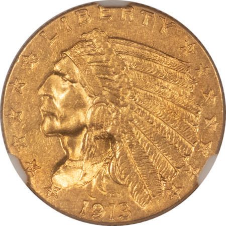 $2.50 1913 $2.50 INDIAN GOLD QUARTER EAGLE – NGC MS-61