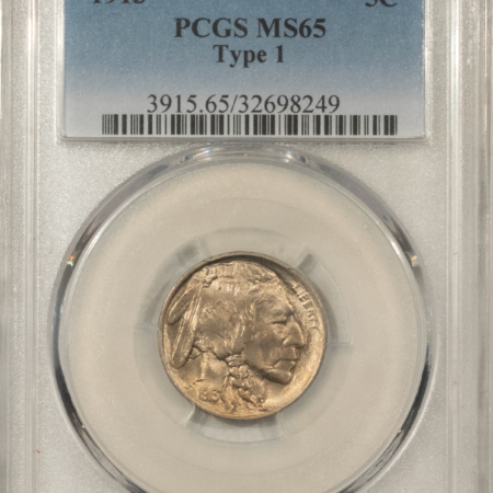 Buffalo Nickels 1913 BUFFALO NICKEL, TYPE 1 – PCGS MS-65, GEM!