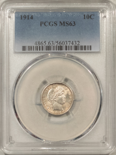 Barber Dimes 1914 BARBER DIME – PCGS MS-63 FRESH SATINY WHITE