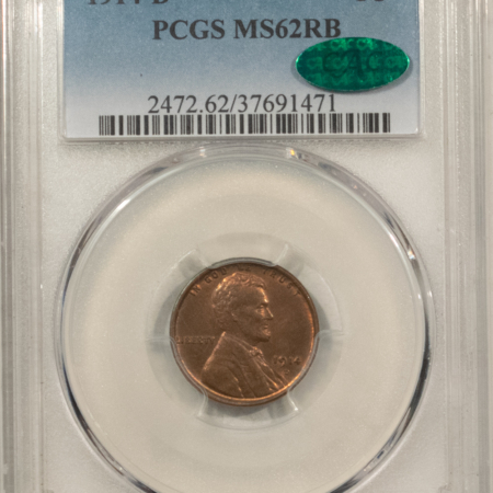 CAC Approved Coins 1914-D LINCOLN CENT – PCGS MS-62 RB, ORIGINAL, PREMIUM QUALITY AND CAC APPROVED!