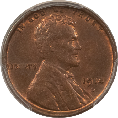 CAC Approved Coins 1914-D LINCOLN CENT – PCGS MS-62 RB, ORIGINAL, PREMIUM QUALITY AND CAC APPROVED!