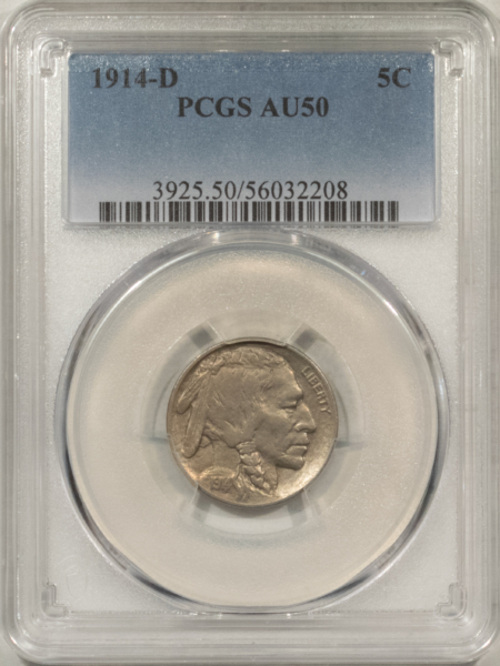Buffalo Nickels 1914-D BUFFALO NICKEL – PCGS AU-50, NICE AND SMOOTH!