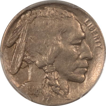 Buffalo Nickels 1914-D BUFFALO NICKEL – PCGS AU-55, NICE & NEARLY UNC!