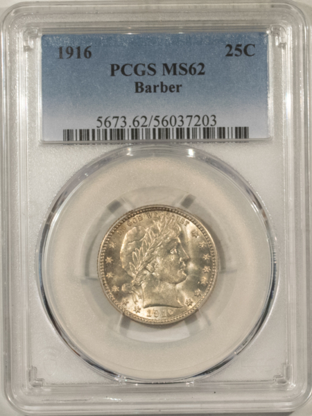 Barber Halves 1916 BARBER QUARTER – PCGS MS-62, FRESH & LUSTROUS