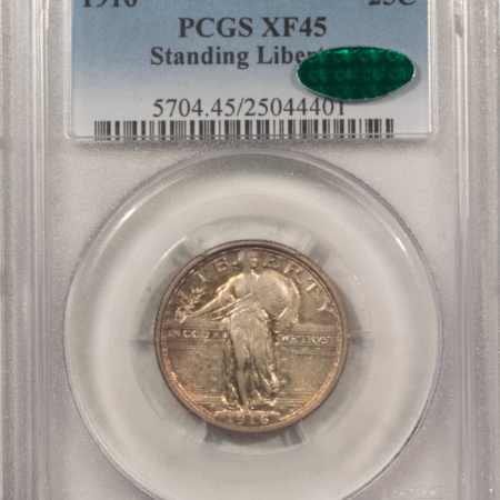 CAC Approved Coins 1916 STANDING LIBERTY QUARTER – PCGS XF-45, LOOKS 53! SIMPLY LOVELY, PQ, CAC!